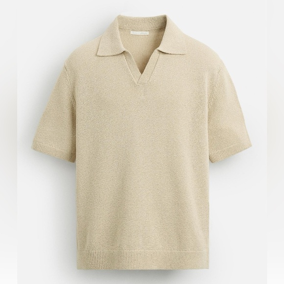 ZARA TEXTURED KNIT POLO SHIRT - Picture 1 of 9